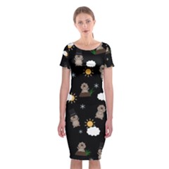 Groundhog Day Pattern Classic Short Sleeve Midi Dress by Valentinaart