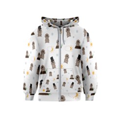 Groundhog Day Pattern Kids  Zipper Hoodie