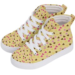 Beige Hearts Kid s Hi-top Skate Sneakers