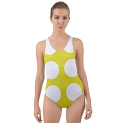 Big Dot Yellow Cut-out Back One Piece Swimsuit by snowwhitegirl