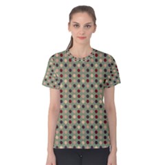 Grey Beige Burgundy Eggs On Green Women s Cotton Tee