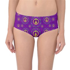 Peace Be With Us In Love And Understanding Mid-waist Bikini Bottoms by pepitasart