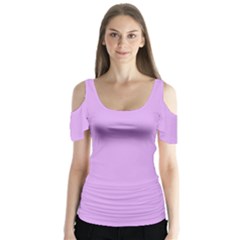 Purple Whim Butterfly Sleeve Cutout Tee 