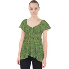 Stars In The Wooden Forest Night In Green Lace Front Dolly Top by pepitasart