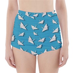 Paper Cranes Pattern High-waisted Bikini Bottoms by Valentinaart