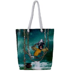 Funny Pirate Parrot With Hat Full Print Rope Handle Tote (small) by FantasyWorld7