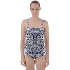 Forest Patrol Tribal Abstract Twist Front Tankini Set by Nexatart