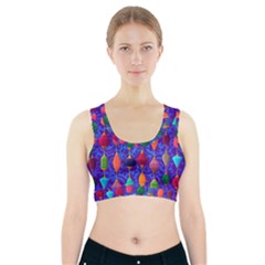 Colorful Background Stones Jewels Sports Bra With Pocket