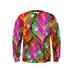 Abstract Background Colorful Leaves Kids  Sweatshirt by Nexatart