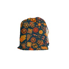 Pattern Background Ethnic Tribal Drawstring Pouches (small)  by Nexatart