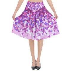 Pink Disintegrate Flared Midi Skirt