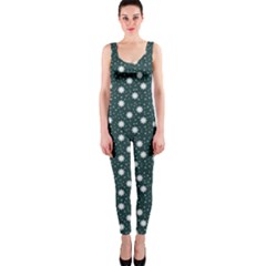 Floral Dots Teal Onepiece Catsuit