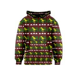 Dino In The Mountains Red Kids  Pullover Hoodie