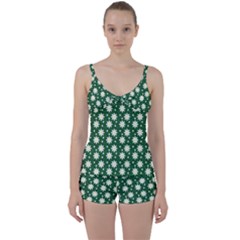 Daisy Dots Green Tie Front Two Piece Tankini by snowwhitegirl