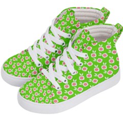 Square Flowers Green Kid s Hi-top Skate Sneakers