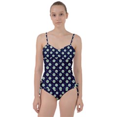 Daisy Dots Navy Blue Sweetheart Tankini Set by snowwhitegirl