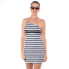 Royal Gold Classic Stripes One Soulder Bodycon Dress