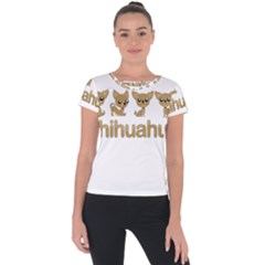 Chihuahua Short Sleeve Sports Top  by Valentinaart