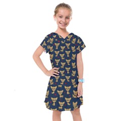 Chihuahua Pattern Kids  Drop Waist Dress by Valentinaart