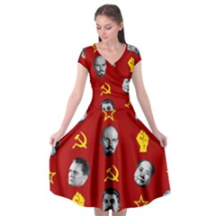 Communist Leaders Cap Sleeve Wrap Front Dress by Valentinaart