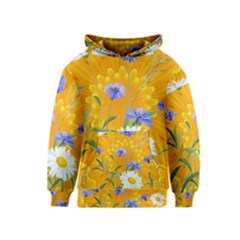 Flowers Daisy Floral Yellow Blue Kids  Pullover Hoodie by Nexatart