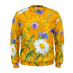 Flowers Daisy Floral Yellow Blue Men s Sweatshirt by Nexatart