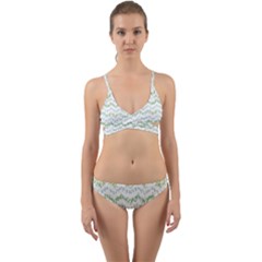 Wavy Linear Seamless Pattern Design  Wrap Around Bikini Set by dflcprints