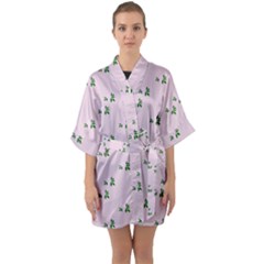 Pink Flowers Pink Big Quarter Sleeve Kimono Robe by snowwhitegirl