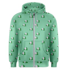 Pink Flowers Green Big Men s Zipper Hoodie