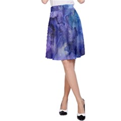 Ink Background Swirl Blue Purple A-line Skirt