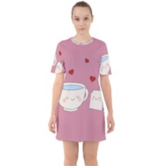 Cute Tea Sixties Short Sleeve Mini Dress by Valentinaart