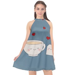 Cute Tea Halter Neckline Chiffon Dress  by Valentinaart