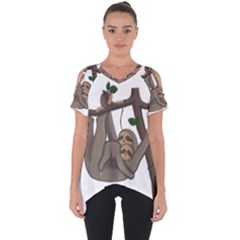 Cute Sloth Cut Out Side Drop Tee by Valentinaart