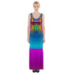 Sky Earth And Star Fall Maxi Thigh Split Dress by pepitasart