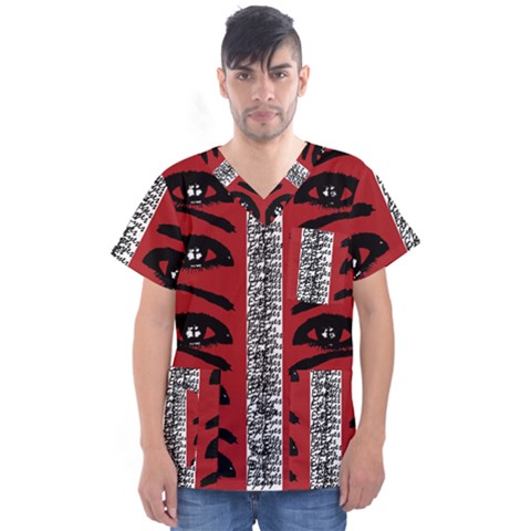 Eyes Have It Print Men s V-neck Scrub Top by julissadesigns