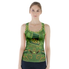 Happy St  Patrick s Day With Clover Racer Back Sports Top by FantasyWorld7