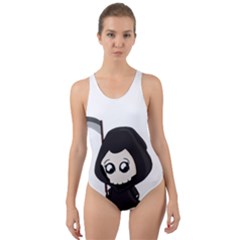 Cute Grim Reaper Cut-out Back One Piece Swimsuit by Valentinaart