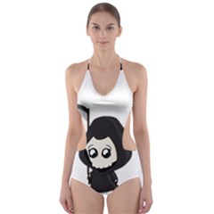 Cute Grim Reaper Cut-out One Piece Swimsuit by Valentinaart