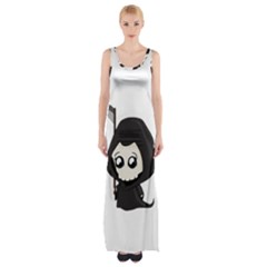 Cute Grim Reaper Maxi Thigh Split Dress by Valentinaart