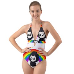 Cute Grim Reaper Halter Cut-out One Piece Swimsuit by Valentinaart