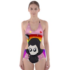 Cute Grim Reaper Cut-out One Piece Swimsuit by Valentinaart