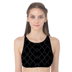 Black And White Grid Pattern Tank Bikini Top by dflcprints