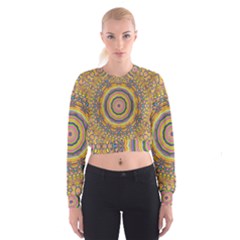 Wood Festive Rainbow Mandala Cropped Sweatshirt by pepitasart