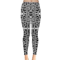 Dark Oriental Ornate Pattern Leggings  by dflcprints