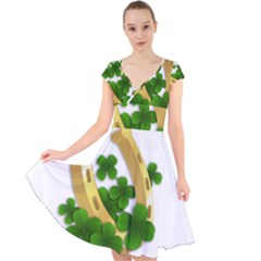  St  Patricks Day  Cap Sleeve Front Wrap Midi Dress by Valentinaart