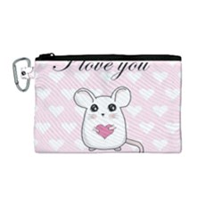 Cute Mouse - Valentines Day Canvas Cosmetic Bag (medium) by Valentinaart