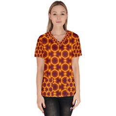 Black And Orange Diamond Pattern Scrub Top