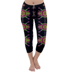 Paradise Flowers In A Decorative Jungle Capri Winter Leggings  by pepitasart