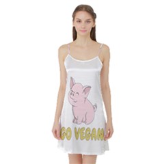 Go Vegan - Cute Pig Satin Night Slip by Valentinaart