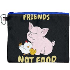 Friends Not Food - Cute Pig And Chicken Canvas Cosmetic Bag (xxxl) by Valentinaart